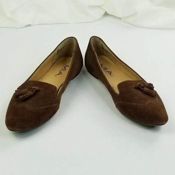 Mia 8.5M Bria Women's Chocolate Brown Tassel Accent Pointed Toe Slip On Loafers - Picture 10 of 12